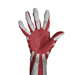 Image showing Palm of a woman hand, painted with flag