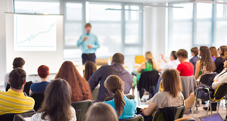 Image showing Speaker Giving a Talk at Business Meeting.