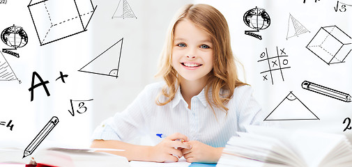 Image showing student girl studying at school