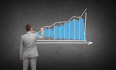 Image showing businessman drawing diagram chart from back