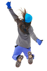 Image showing Winter woman jumping