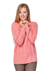 Image showing Woman in pink sweater