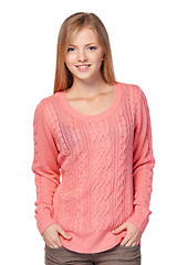 Image showing Woman in pink sweater