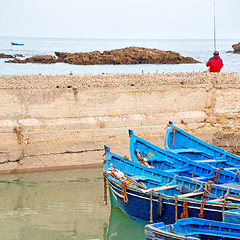 Image showing boat   in africa morocco  old harbor wood    and  abstract pier