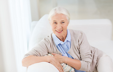 Image showing happy senior woman face at home