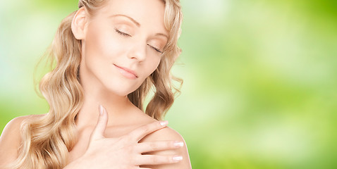 Image showing beautiful young happy woman with long hair