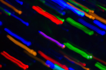Image showing colorful bright night lights over black background