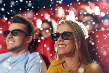 Image showing happy friends watching movie in 3d theater