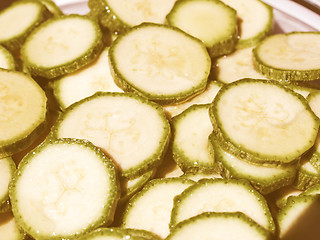 Image showing Retro looking Courgettes zucchini