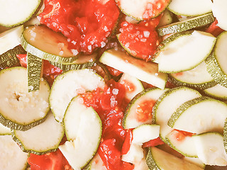 Image showing Retro looking Zucchini with tomato