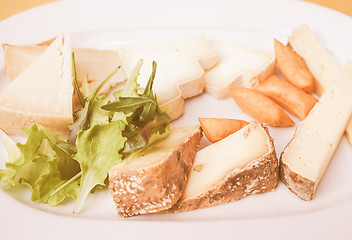 Image showing Retro looking Cheese platter