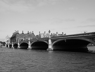 Image showing Black and white Houses of Parliament in London