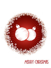 Image showing White christmas greeting card with bursting decoration from red 