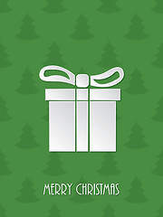 Image showing Christmas greeting with white giftbox 