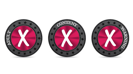 Image showing Pink black adult content badge set