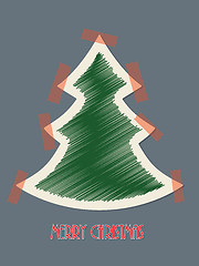 Image showing Christmas greeting card with red tapes