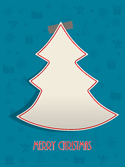 Image showing Christmas greeting with red tapeand turquoise background