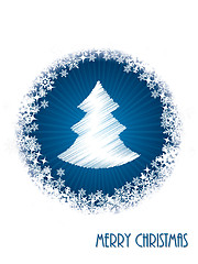 Image showing White christmas greeting card with bursting christmastree
