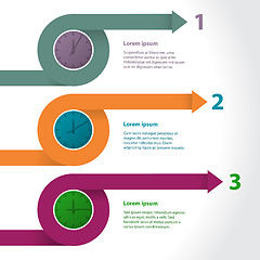 Image showing Curling arrows infographic with clock silhouettes