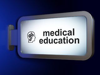 Image showing Studying concept: Medical Education and Head With Gears on billboard background