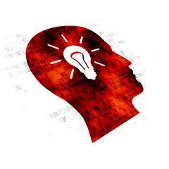 Image showing Marketing concept: Head With Light Bulb on Digital background