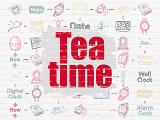 Image showing Timeline concept: Tea Time on wall background