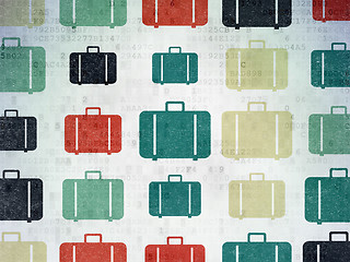 Image showing Vacation concept: Bag icons on Digital Paper background