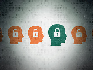 Image showing Business concept: head with padlock icon on Digital Paper background