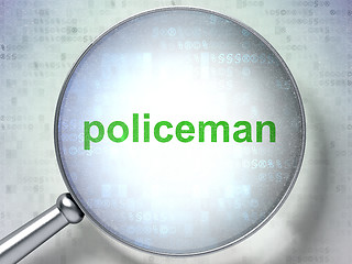 Image showing Law concept: Policeman with optical glass