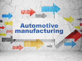 Image showing Manufacuring concept: arrow with Automotive Manufacturing on grunge wall background