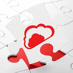 Image showing Cloud technology concept: Cloud on puzzle background