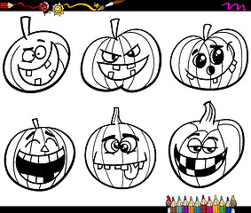 Image showing halloween pumpkins coloring page