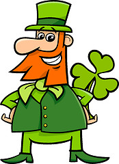 Image showing leprechaun and clover cartoon