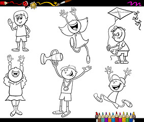 Image showing kids characters coloring page