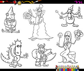 Image showing fantasy characters coloring page