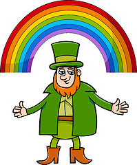 Image showing leprechaun and rainbow cartoon