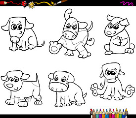 Image showing dogs set cartoon coloring page