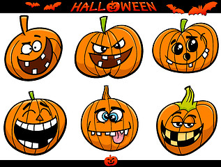 Image showing halloween pumpkins cartoon set