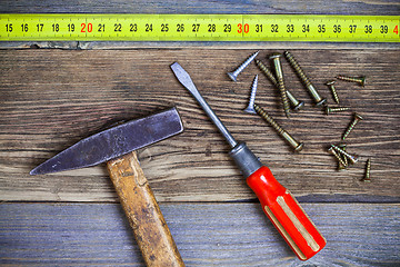 Image showing old locksmith tools and screws