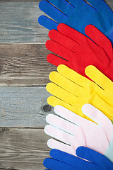 Image showing set of colored construction gloves