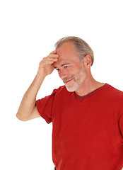 Image showing Thinking man with hand on head.