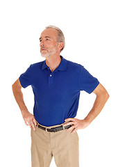 Image showing Handsome middle age man in blue t-shirt.