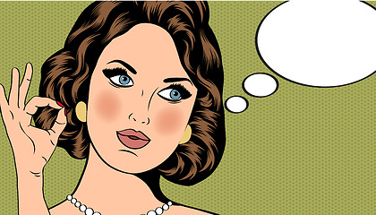 Image showing Pop Art illustration of woman with the speech bubble