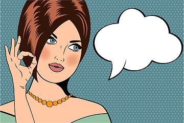 Image showing Pop Art illustration of woman with the speech bubble