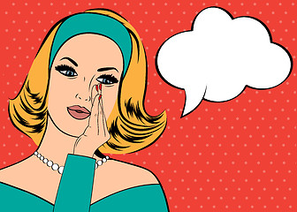 Image showing Pop Art illustration of woman with the speech bubble