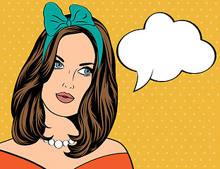 Image showing Pop Art illustration of woman with the speech bubble