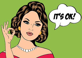 Image showing Pop Art illustration of woman with the speech bubble