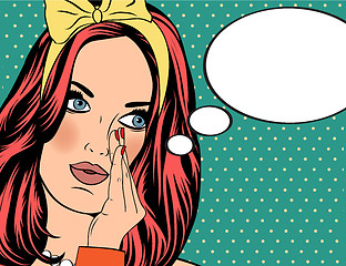 Image showing Pop Art illustration of woman with the speech bubble