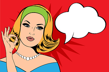 Image showing Pop Art illustration of woman with the speech bubble