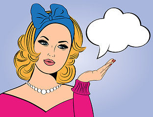 Image showing Pop Art illustration of woman with the speech bubble